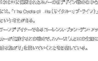 2010年に発表されたルノーの新デザイン戦略の中心には、「The Cycle of Life（サイクル・オブ・ライフ）」という考えがある。チーフデザイナーであるローレンス・ヴァン・デン・アッカーが推進するこの戦略で、ルノーは「人と車の生涯に渡る繋がり」を築いていくことを目指している。