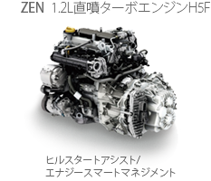 ZEN 1.2L直噴ターボエンジンH5F　ヒルスタートアシスト/エナジースマートマネジメント